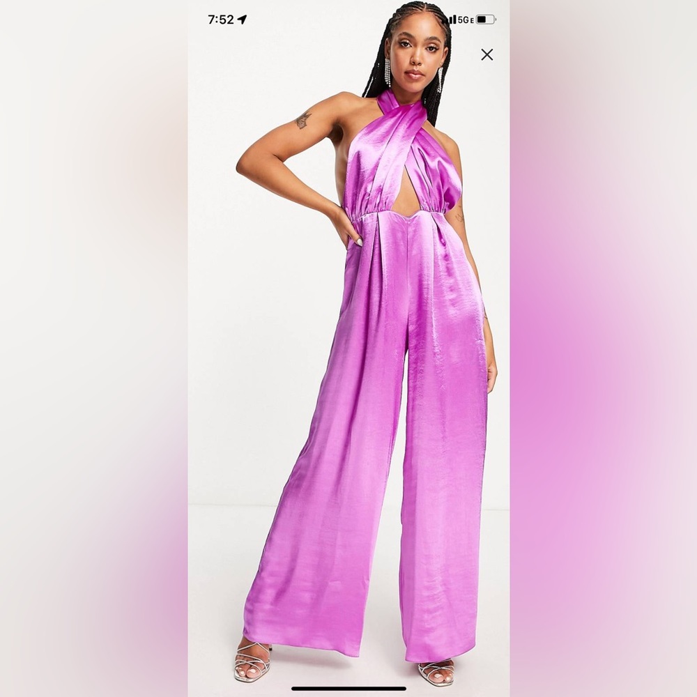 NWT ASOS Satin Purple Jumpsuit - Speak Now